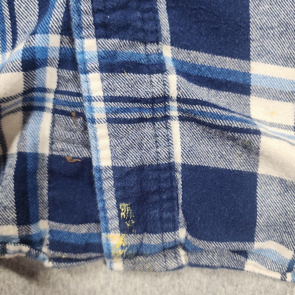 Blue Mountain Flannel Shirt Mens 2X Blue Plaid Fair Condition Long Sleeve Cotton - Picture 3 of 7